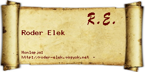 Roder Elek névjegykártya